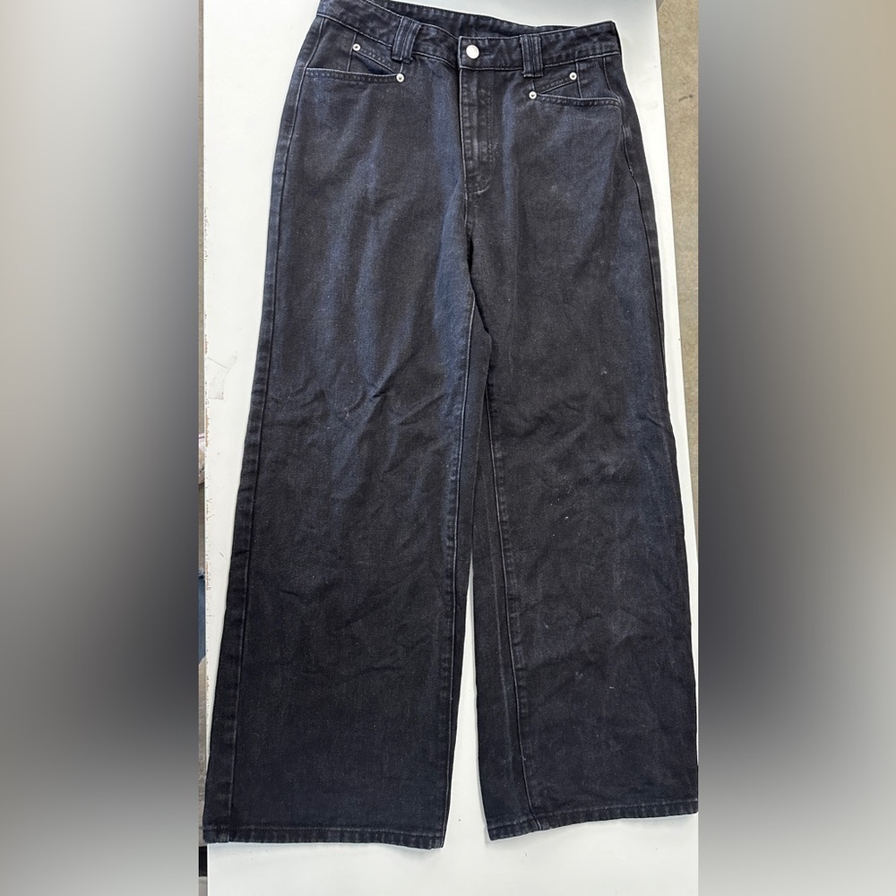 Cider Wide Leg Black Denim Trousers